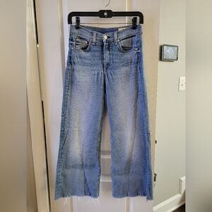Rag & Bone Justine High Rise Wide Leg Ankle Jeans Raw Hem Size 26 Arsenal